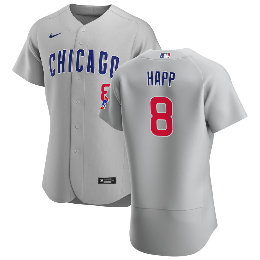 Chicago Cubs 8 Ian Happ Men Nike Gray Road 2020 Authentic Team Jersey